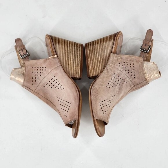 MIZ MOOZ Kinsley Sandal NWOB Perforated Leather Wedge Nude - Picture 9 of 15